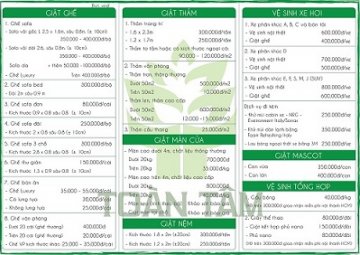 Bảng giá dịch vụ giặt thảm, giặt sofa